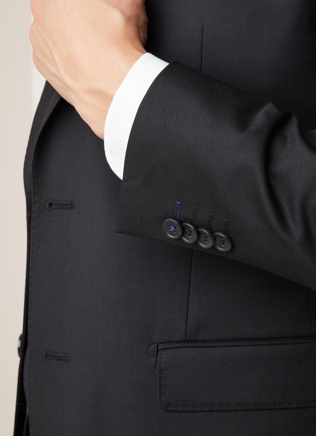 Van Gils Zayn slim fit colbert in wolblend met dubbele split - detail 5 zwart