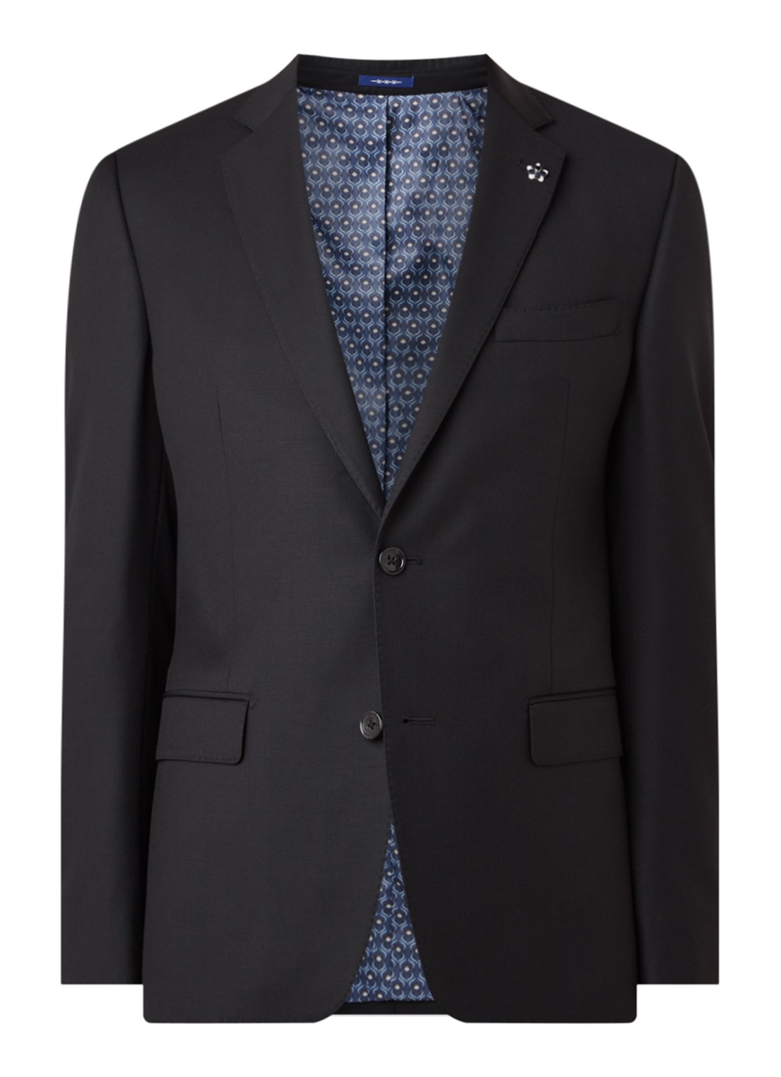 Van Gils Zayn slim fit colbert in wolblend met dubbele split - voorkant zwart
