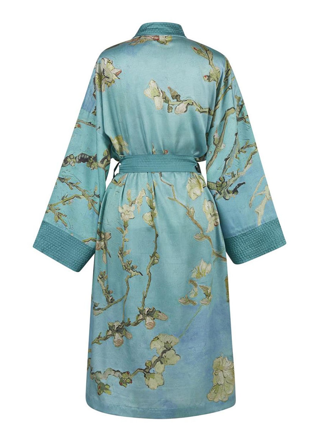 Van Gogh Museum Almond Blossom kimono met bloemenprint - achterkant blauw