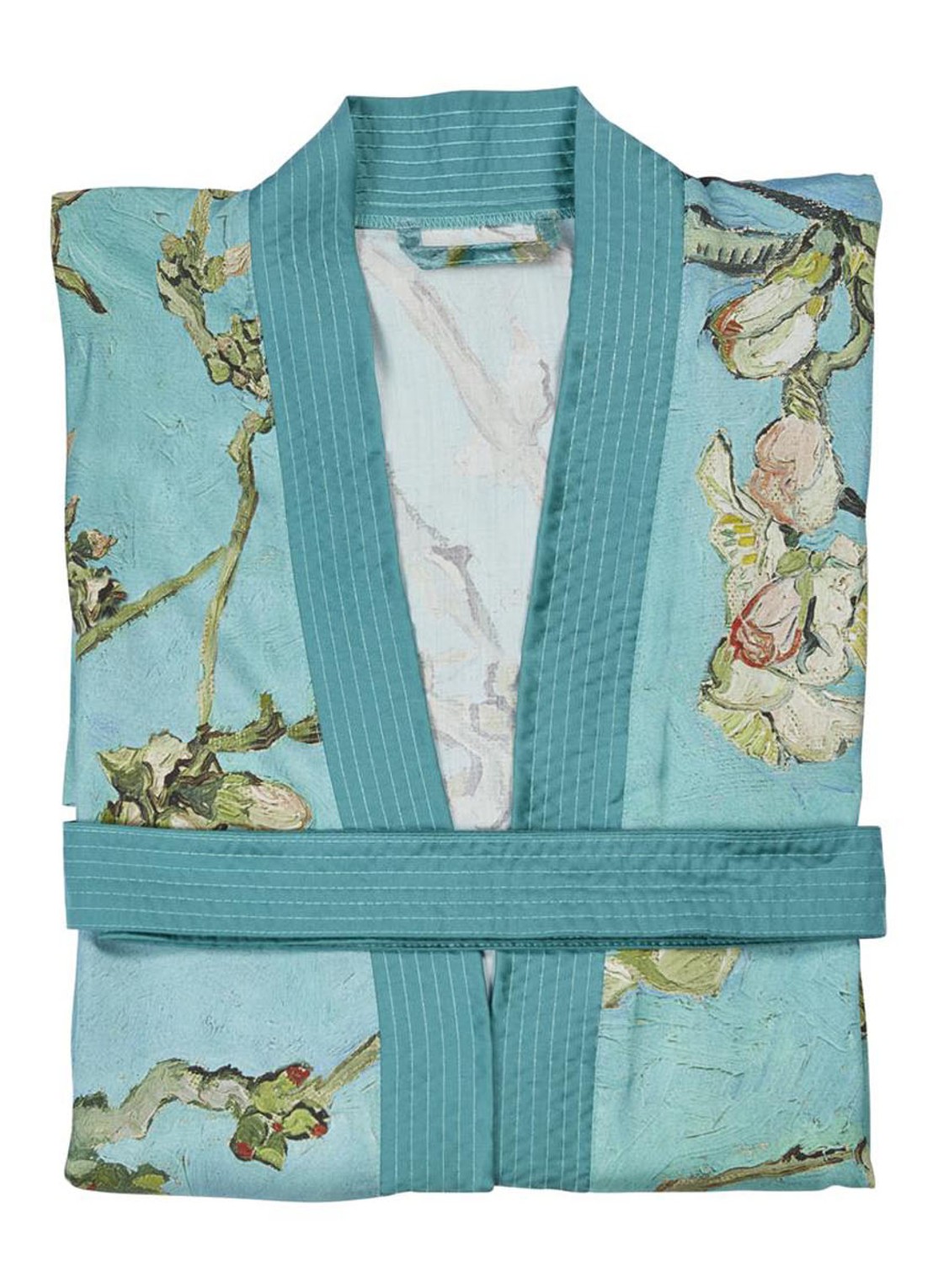 Van Gogh Museum Almond Blossom kimono met bloemenprint - detail 2 blauw