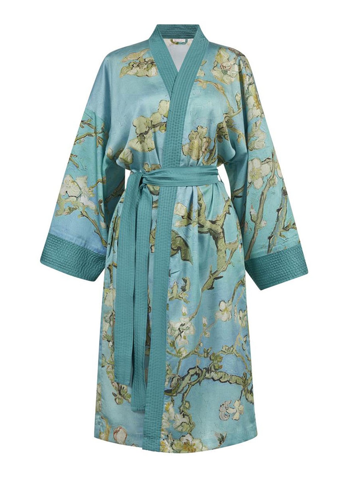 Van Gogh Museum Almond Blossom kimono met bloemenprint - voorkant 5 blauw