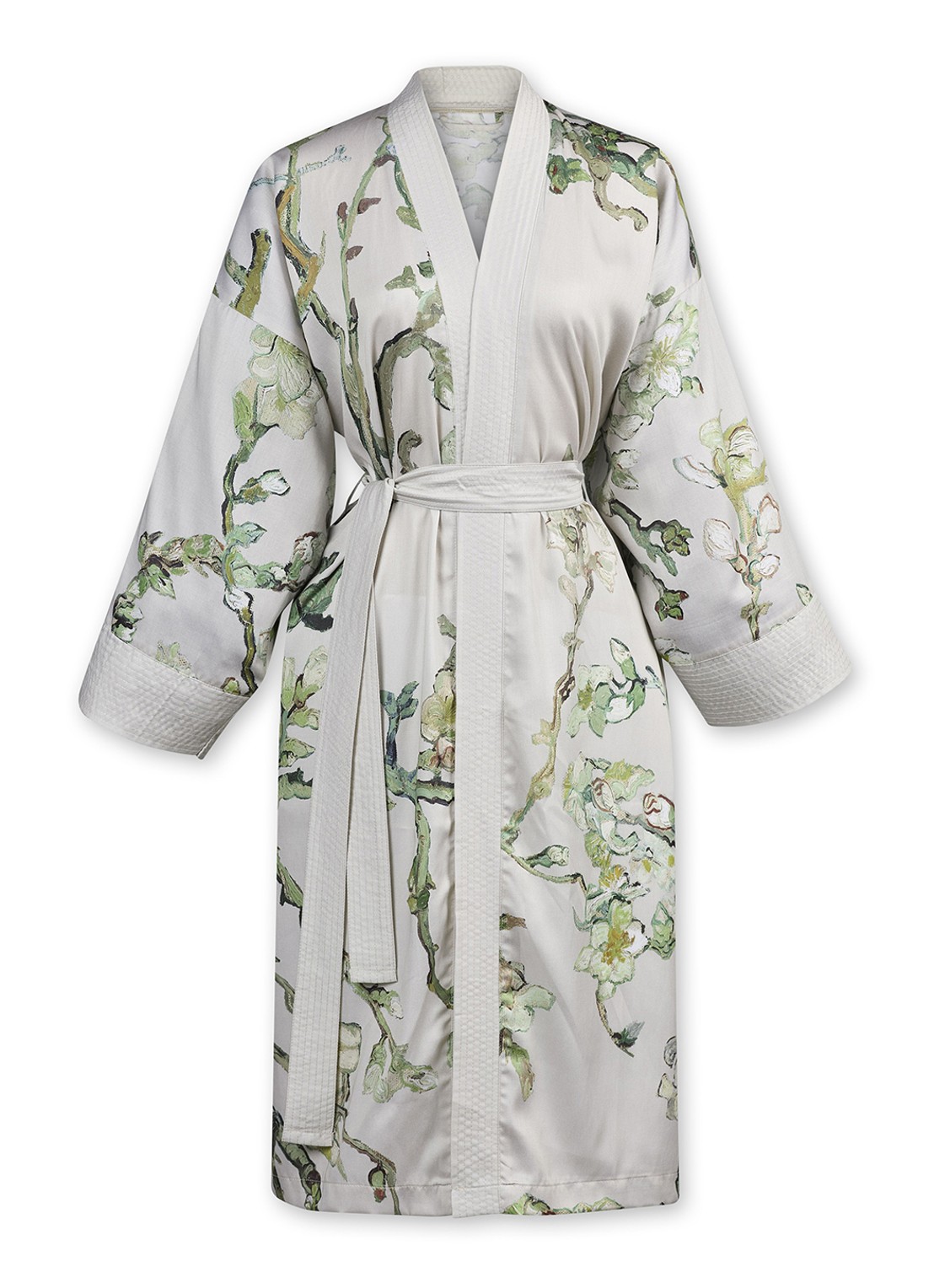 Van Gogh Museum Almond Blossom kimono met bloemenprint - voorkant 3 zand