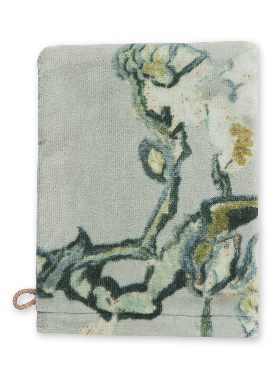 Van Gogh Museum Blossom washandje 16 x 22 cm - voorkant groen