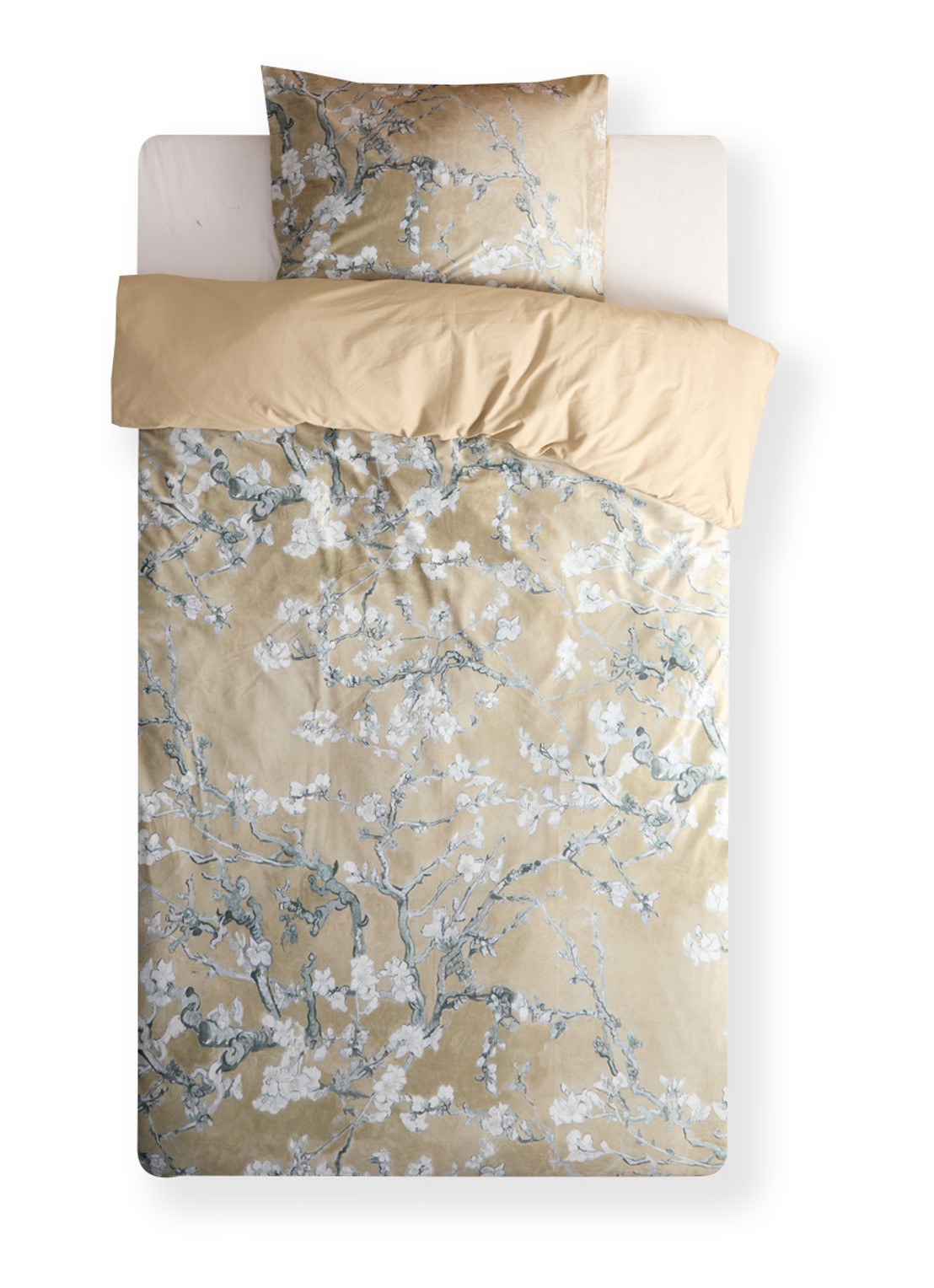 Van Gogh Museum Fleur de Velours dekbedovertrekset van velours - inclusief kussenslopen - voorkant 2 goud
