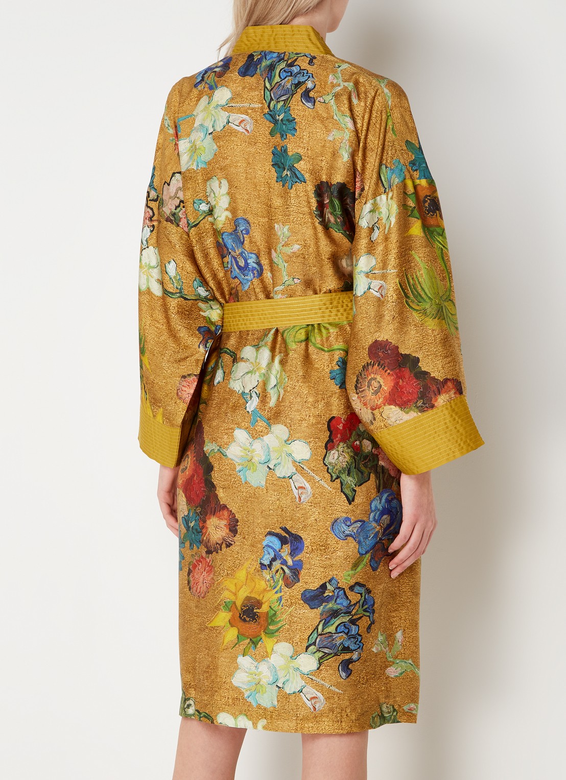 Van Gogh Museum Kimono van satijn met bloemenprint - achterkant goud