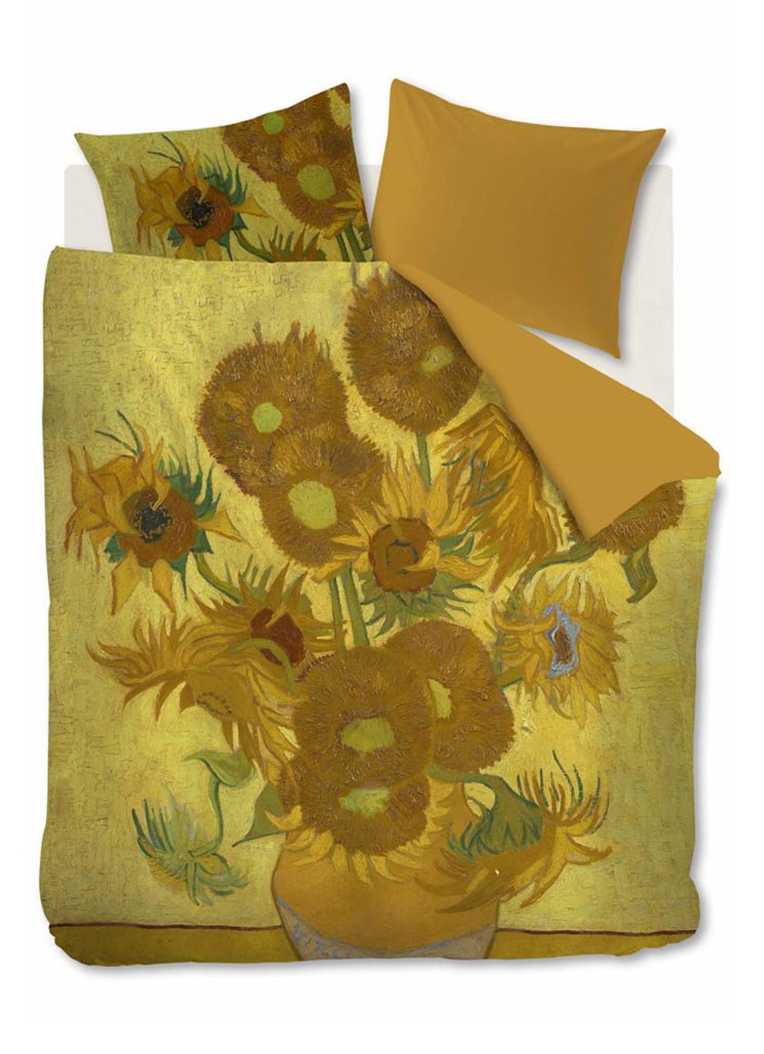 Van Gogh Museum Tournesol katoensatijn dekbedovertrekset - inclusief kussenslopen - voorkant geel