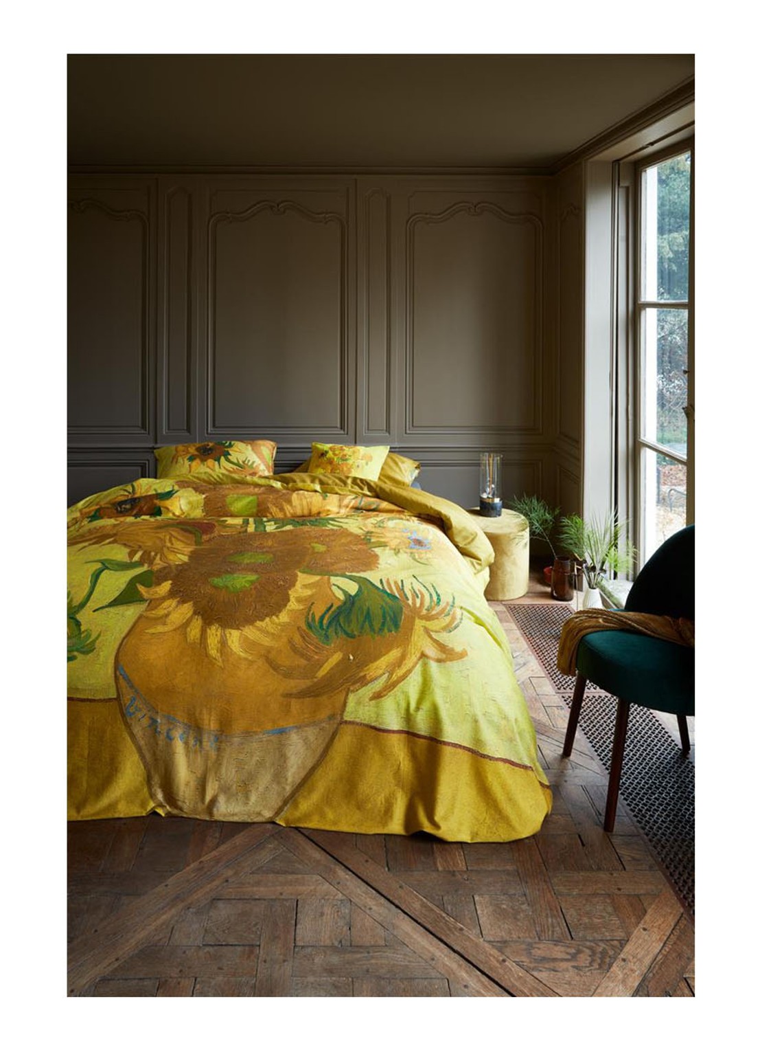 Van Gogh Museum Tournesol katoensatijn dekbedovertrekset - inclusief kussenslopen - voorkant 2 geel
