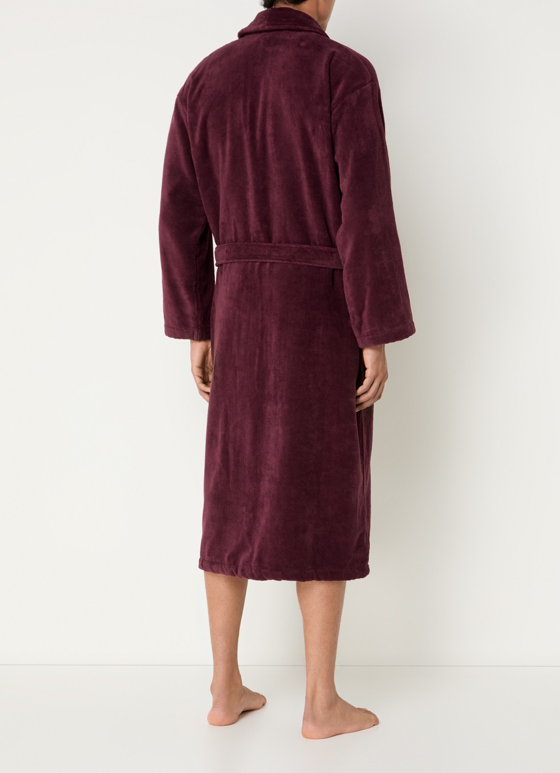 Vandyck Badjas van katoen met opgestikte zakken - unisex - achterkant 3 aubergine