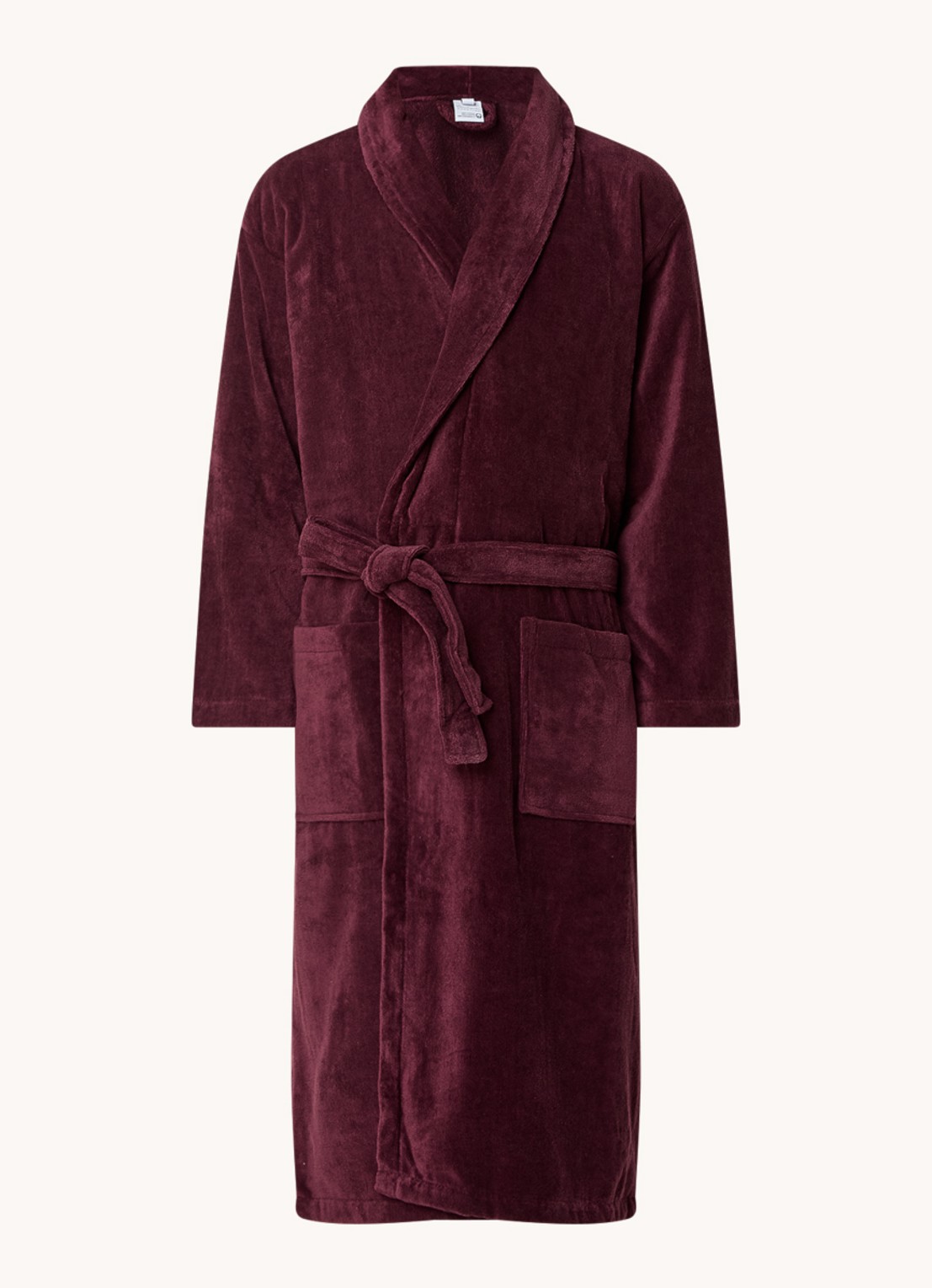 Vandyck Badjas van katoen met opgestikte zakken - unisex - voorkant 4 aubergine