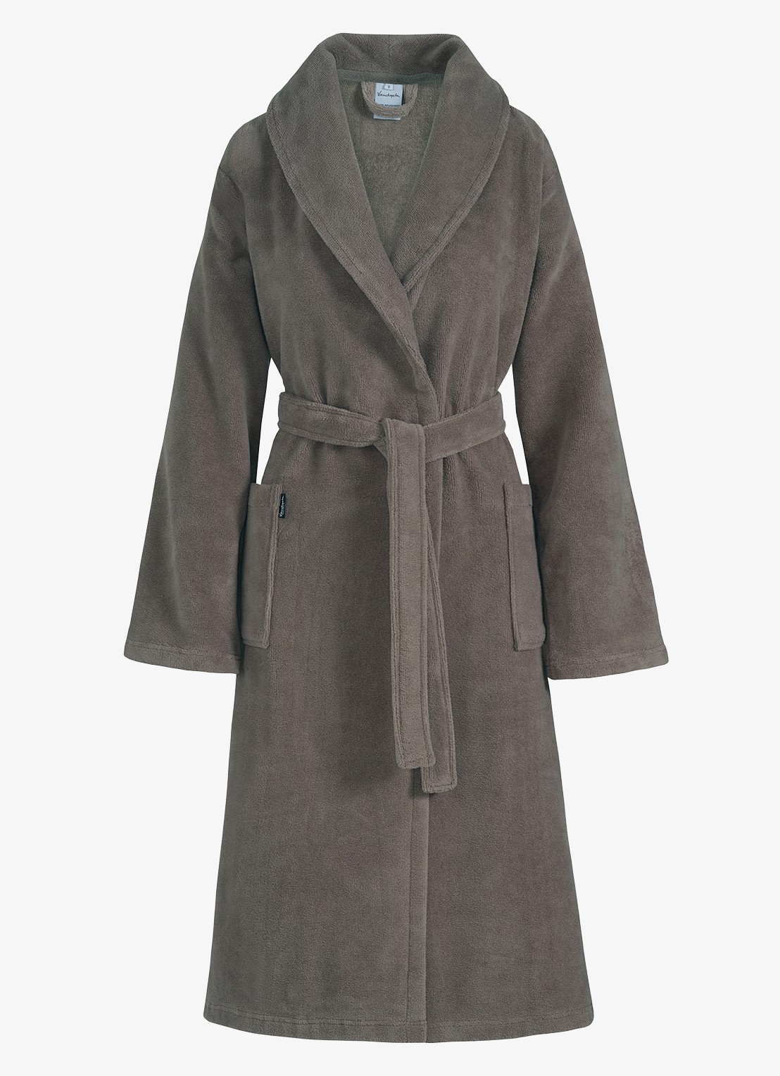 Vandyck Beaumont badjas in uni - unisex - voorkant 3 taupe