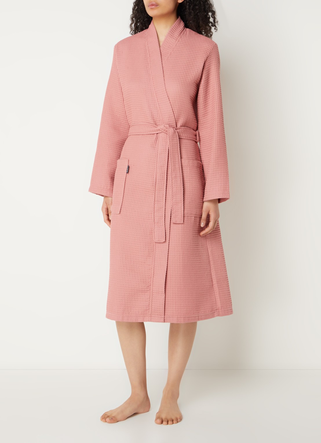 Vandyck Biarritz badjas met structuur - unisex - detail 4 zalmroze