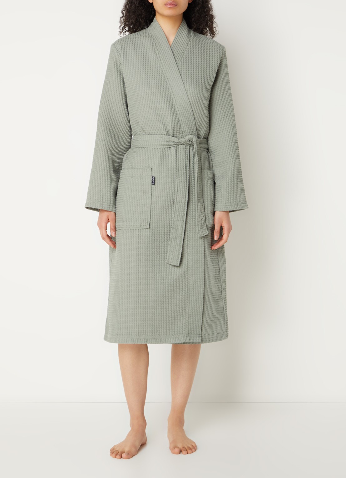 Vandyck Biarritz badjas met structuur - unisex - detail 2 olijfgroen