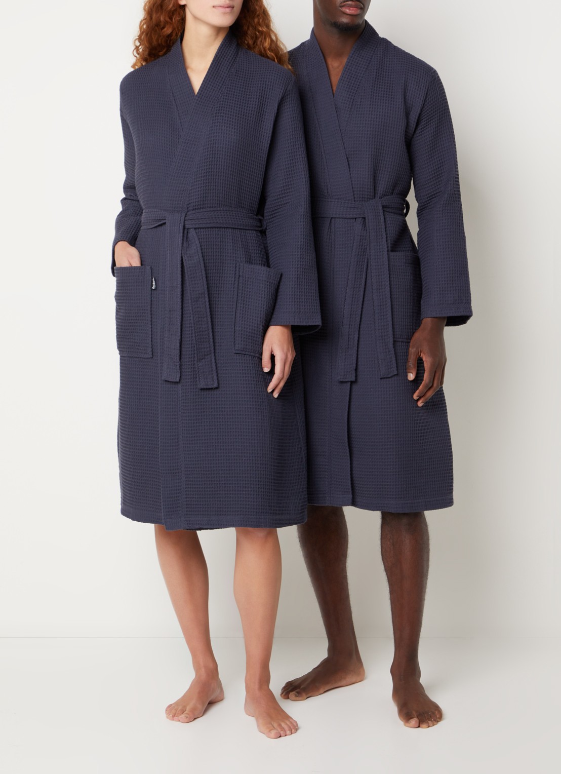 Vandyck Biarritz badjas met structuur - unisex - detail 2 blauw