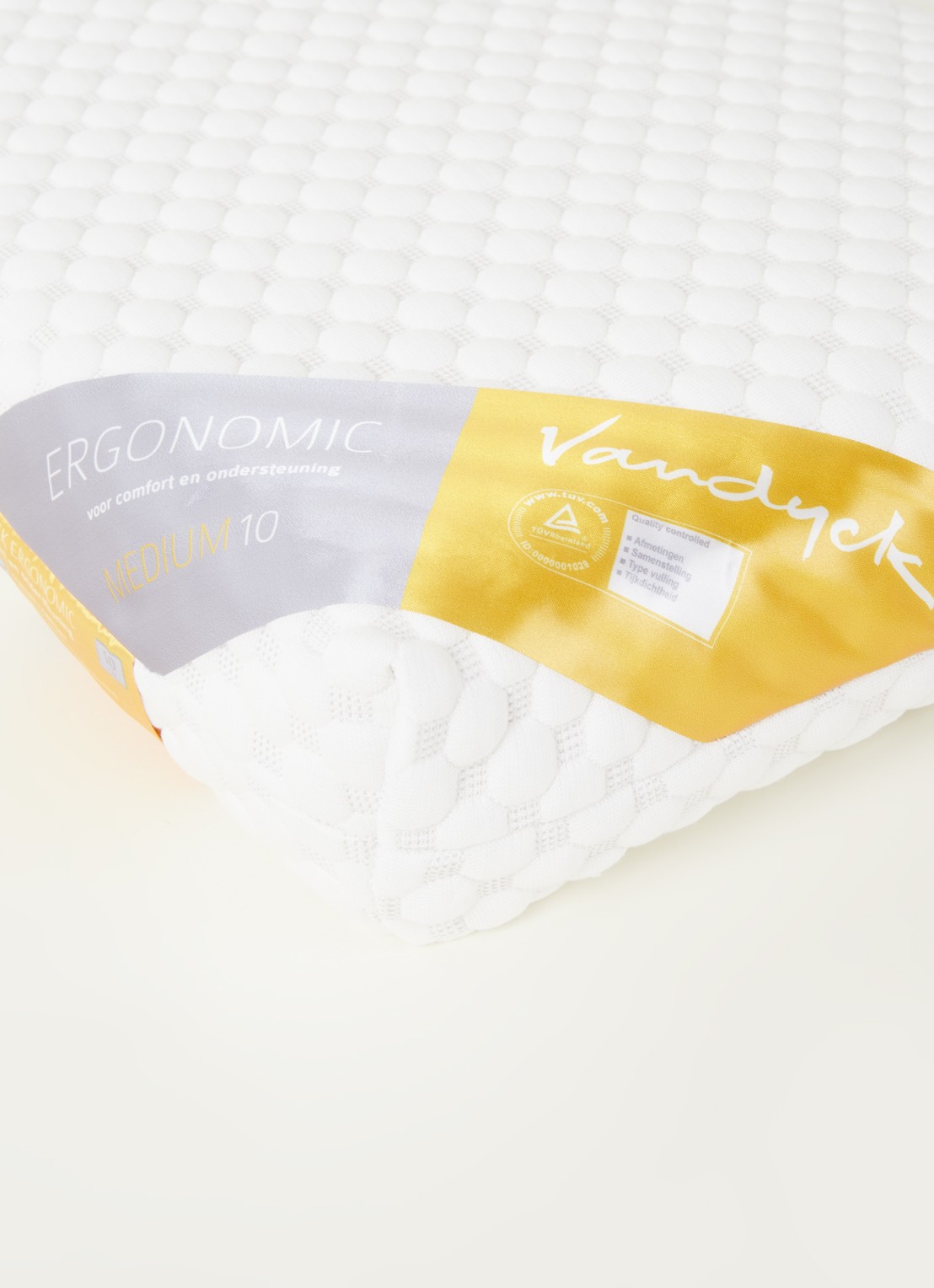 Vandyck Ergonomic 10 medium hoofdkussen met vulling van 60x 40 cm - detail 3 wit