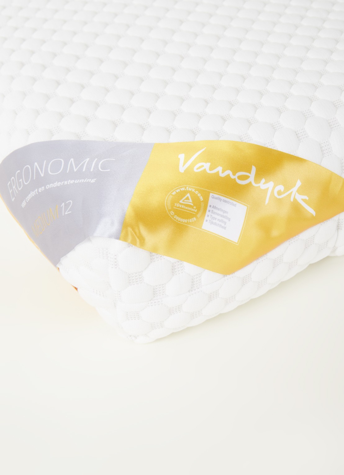 Vandyck Ergonomic 12 medium hoofdkussen met vulling 60 x 40 cm  - detail 3 wit
