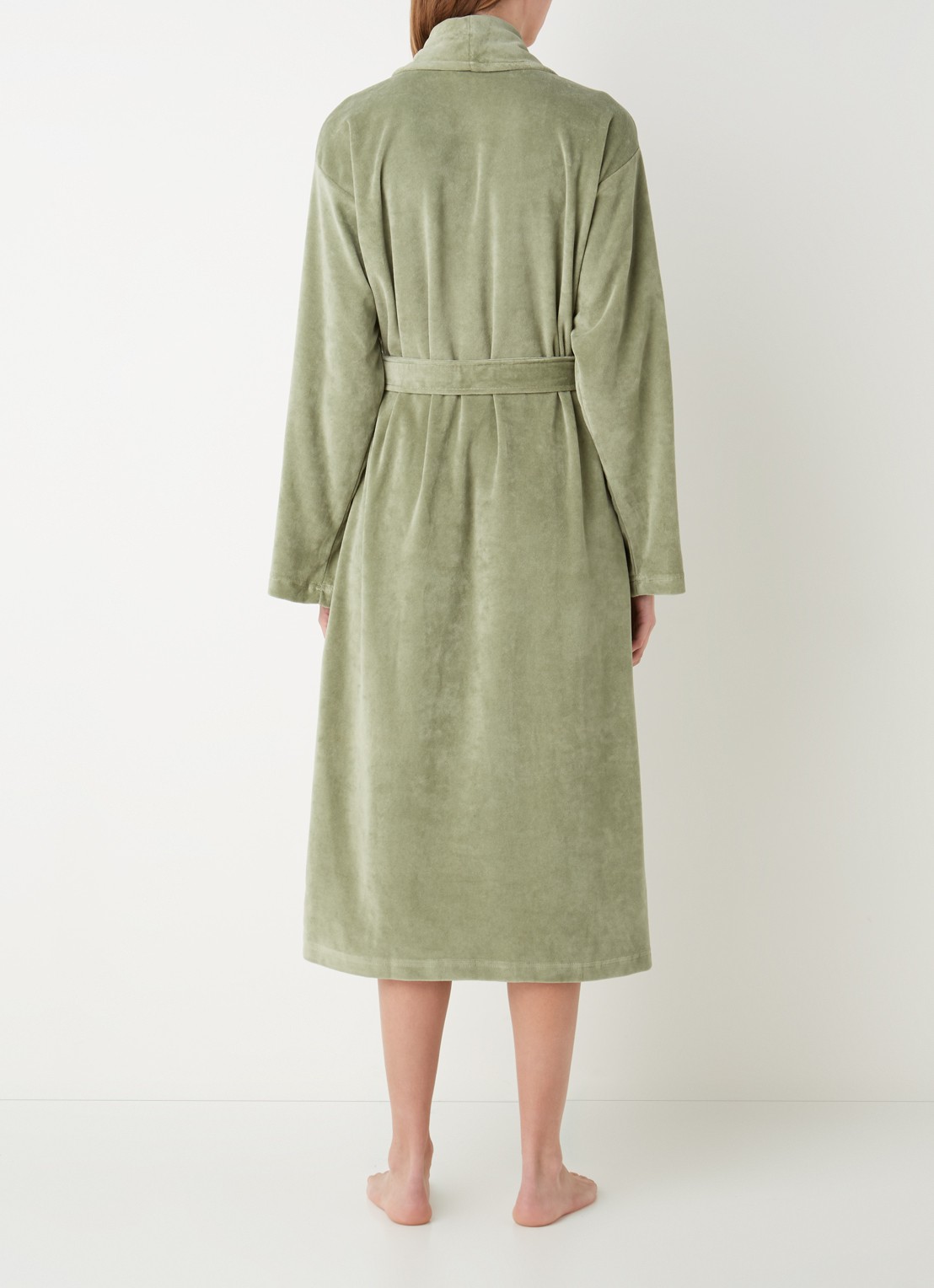 Vandyck Grace badjas van fluweel met steekzakken - unisex - achterkant 2 lindegroen
