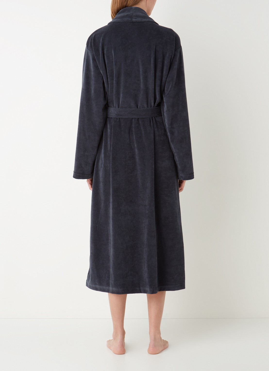 Vandyck Grace badjas van fluweel met steekzakken - unisex - achterkant donkerblauw