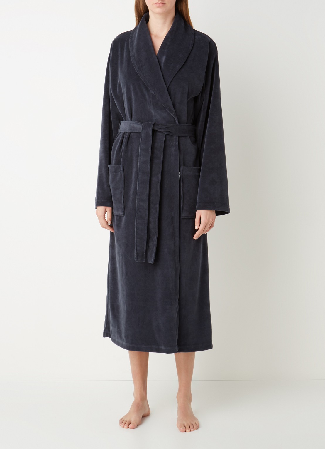 Vandyck Grace badjas van fluweel met steekzakken - unisex - detail 4 donkerblauw