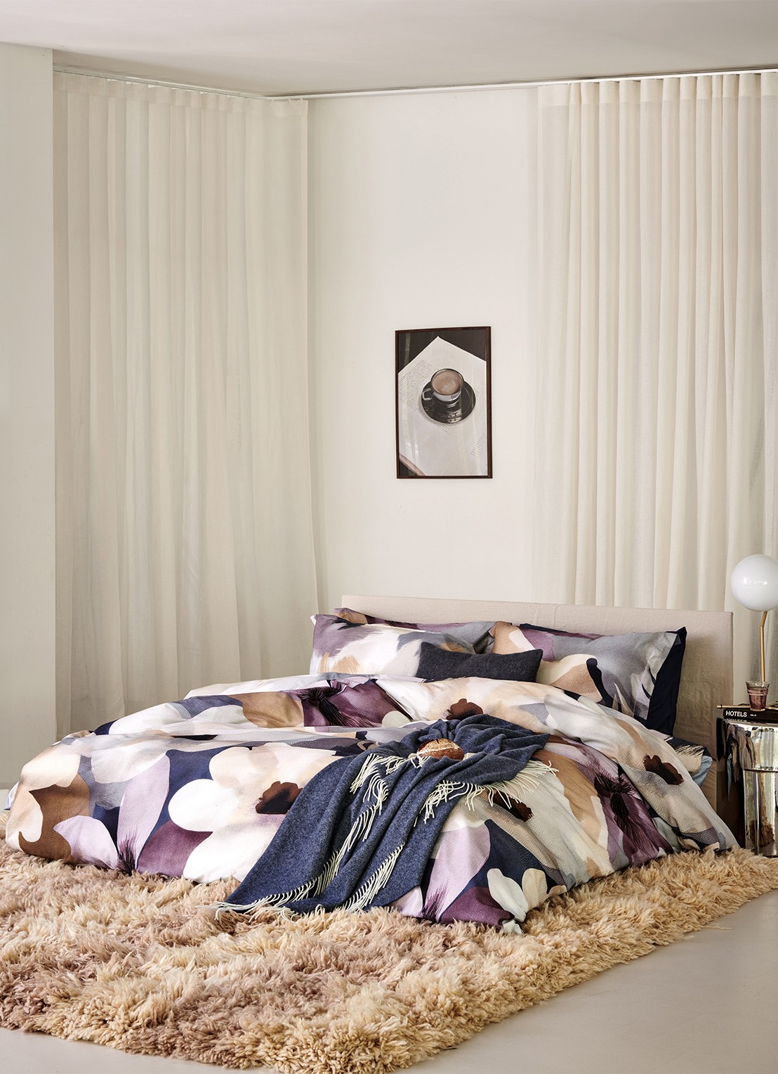 Vandyck Nightbloom dekbedovertrekset van katoensatijn - inclusief kussenslopen - voorkant 6 blauw