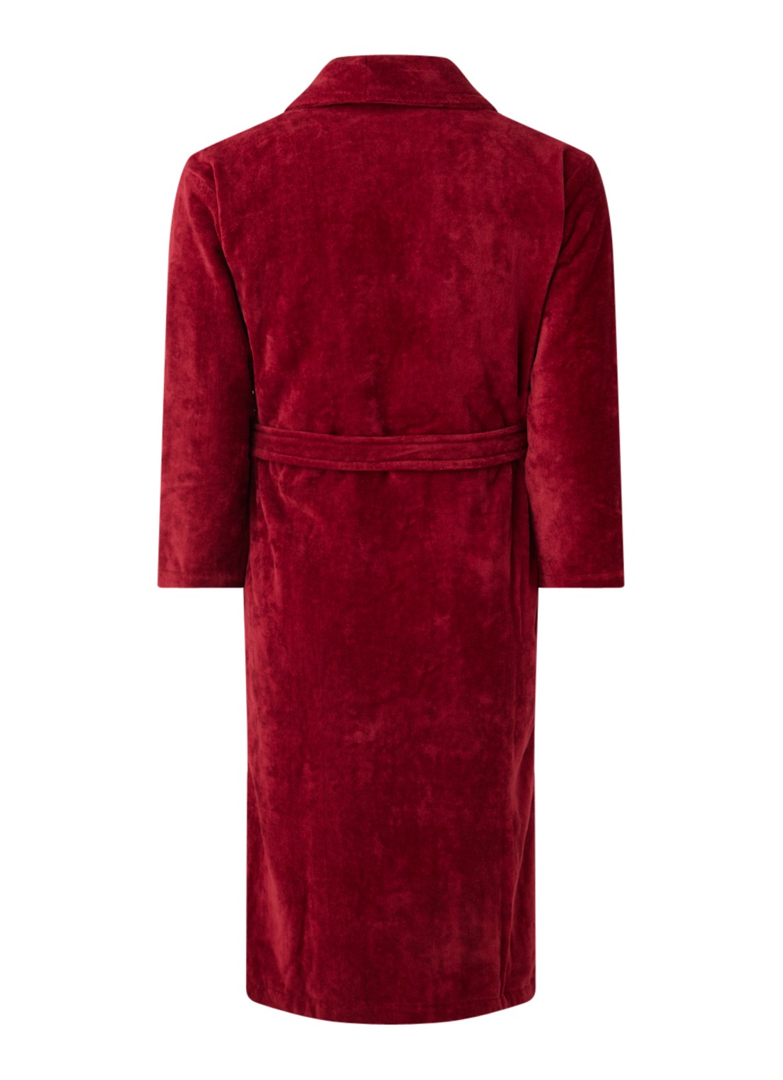 Vandyck Prestige badjas van katoenvelours - achterkant bordeauxrood