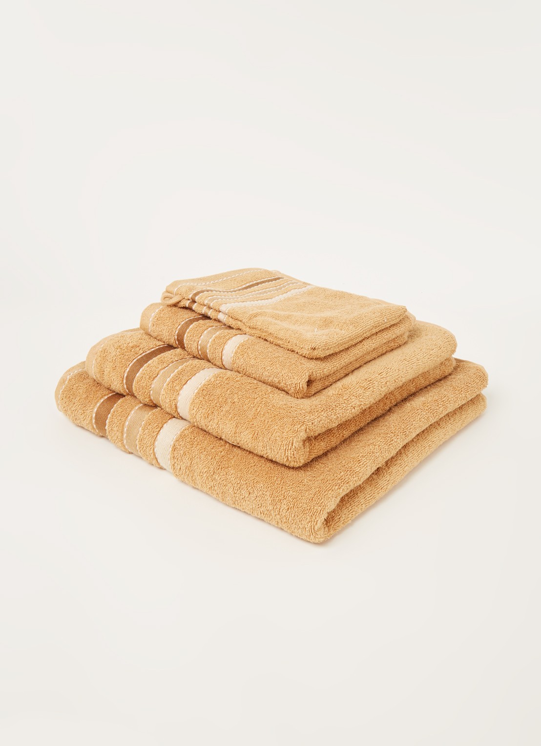Vandyck Prestige Lines badhanddoek - 500 gr/m2 - 60 x 110 cm  - voorkant 3 okergeel