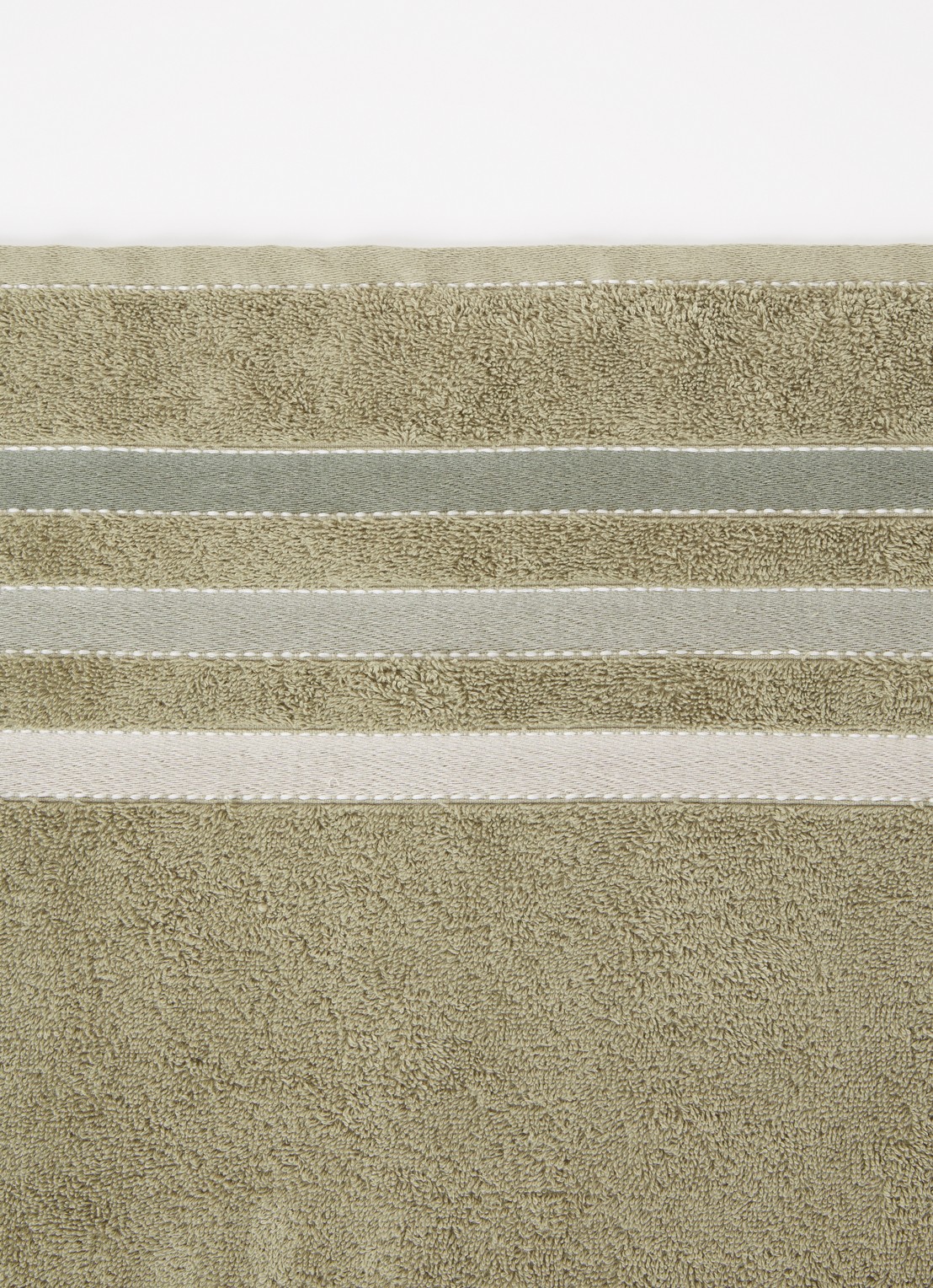 Vandyck Prestige Lines badlaken - 500 gr/m2 - 70 x 140 cm  - detail olijfgroen