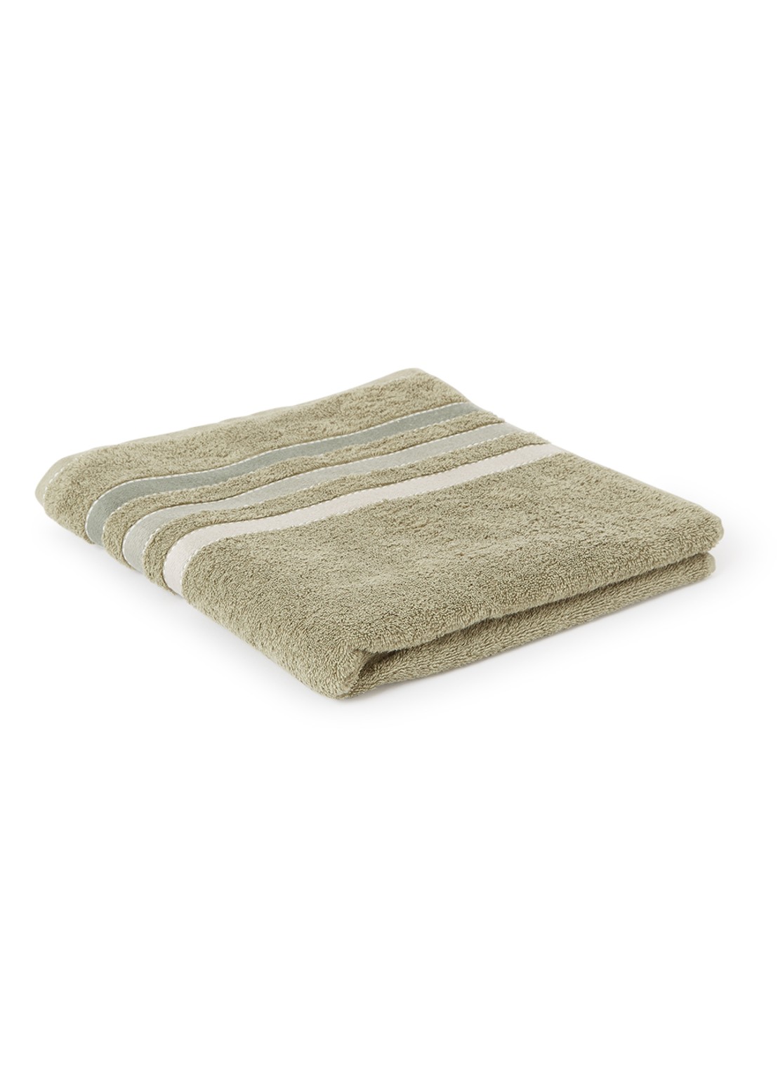 Vandyck Prestige Lines badlaken - 500 gr/m2 - 70 x 140 cm  - voorkant 2 olijfgroen