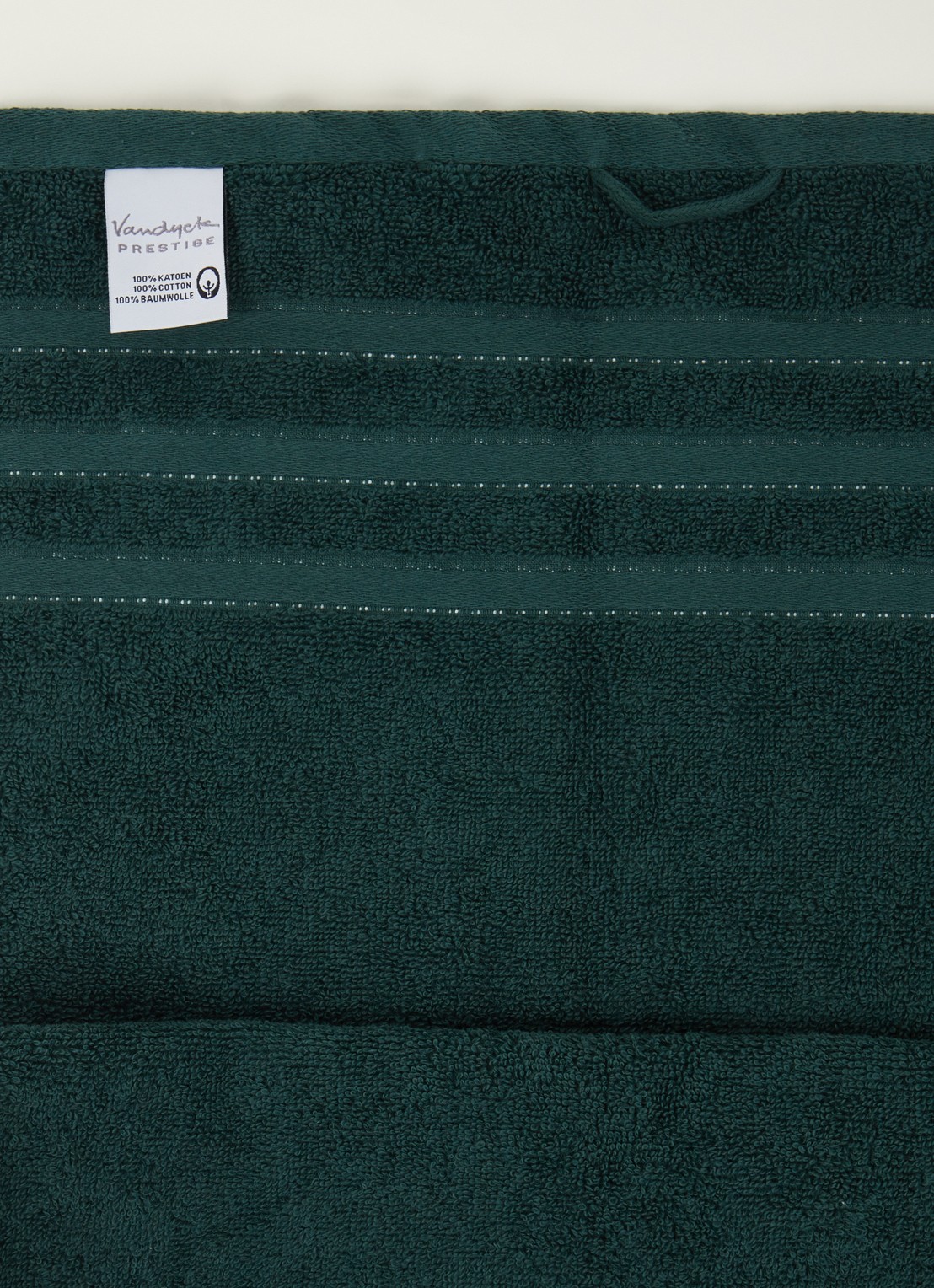 Vandyck Prestige Lines gastendoek - 500gr/m2 - 40 x 60 cm  - detail flessengroen