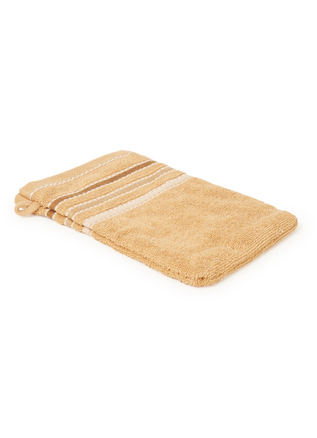 Vandyck Prestige Lines washand - 500 gr/m2 - 16 x 21 cm  - voorkant 2 okergeel