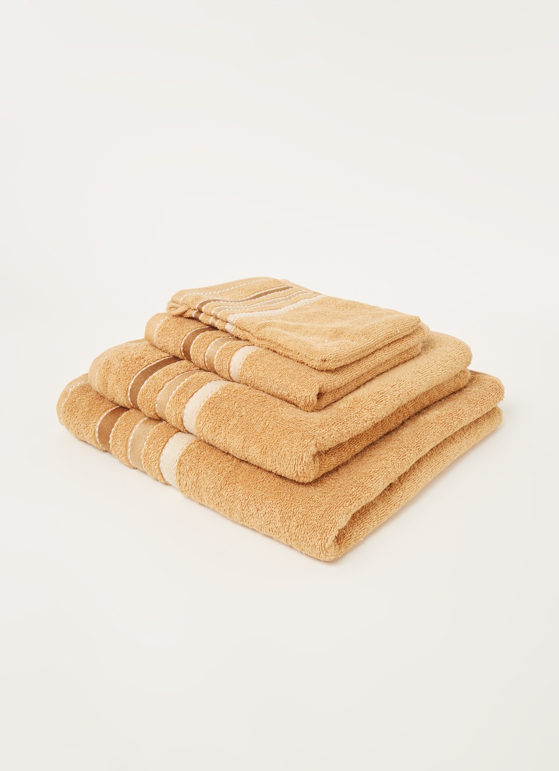 Vandyck Prestige Lines washand - 500 gr/m2 - 16 x 21 cm  - voorkant 3 okergeel
