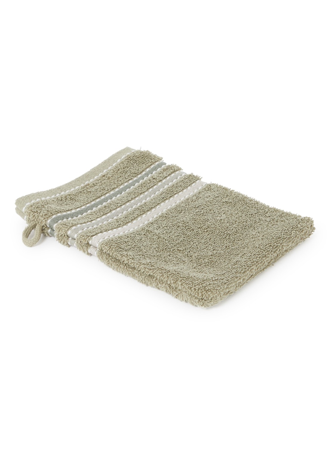 Vandyck Prestige Lines washand - 500 gr/m2 - 16 x 21 cm - voorkant 2 olijfgroen
