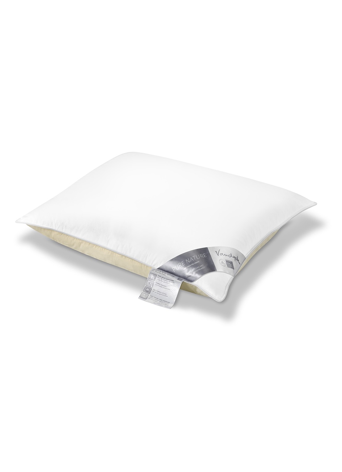 Vandyck Pure Nature tweekamer stevig hoofdkussen 60 x 70 cm - detail wit
