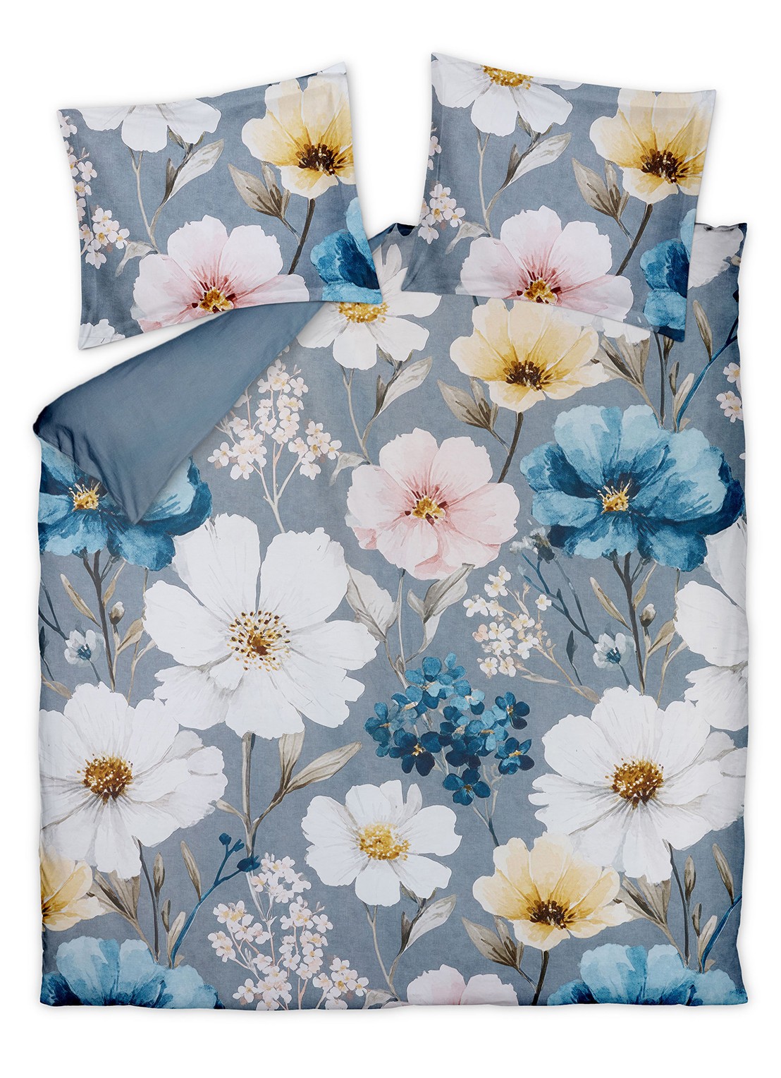 Vandyck Valea Bloom dekbedovertrekset - inclusief kussenslopen - voorkant blauw