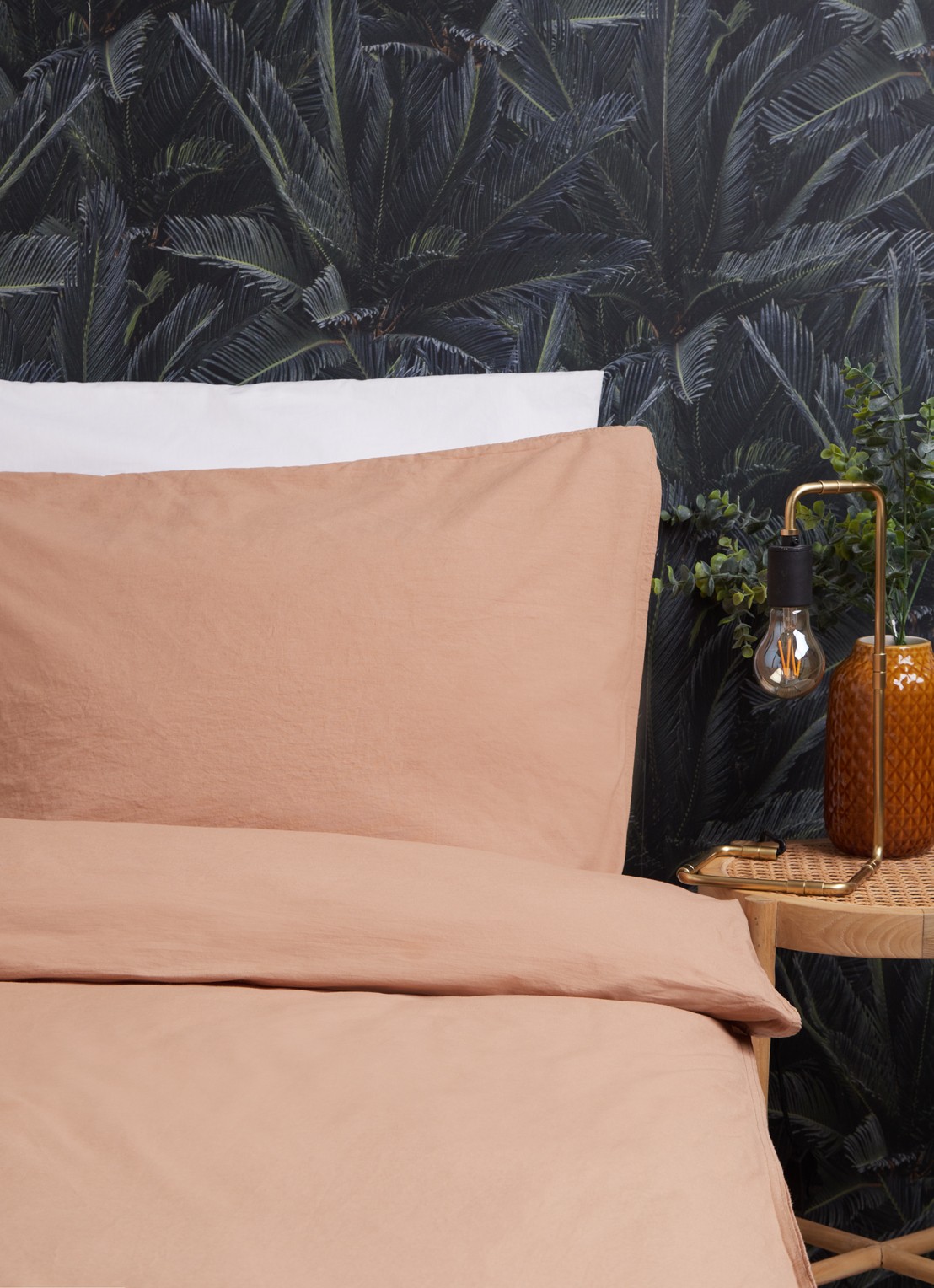 Vandyck Washed Cotton dekbedovertrekset van katoen - inclusief kussenslopen - voorkant 3 cognac