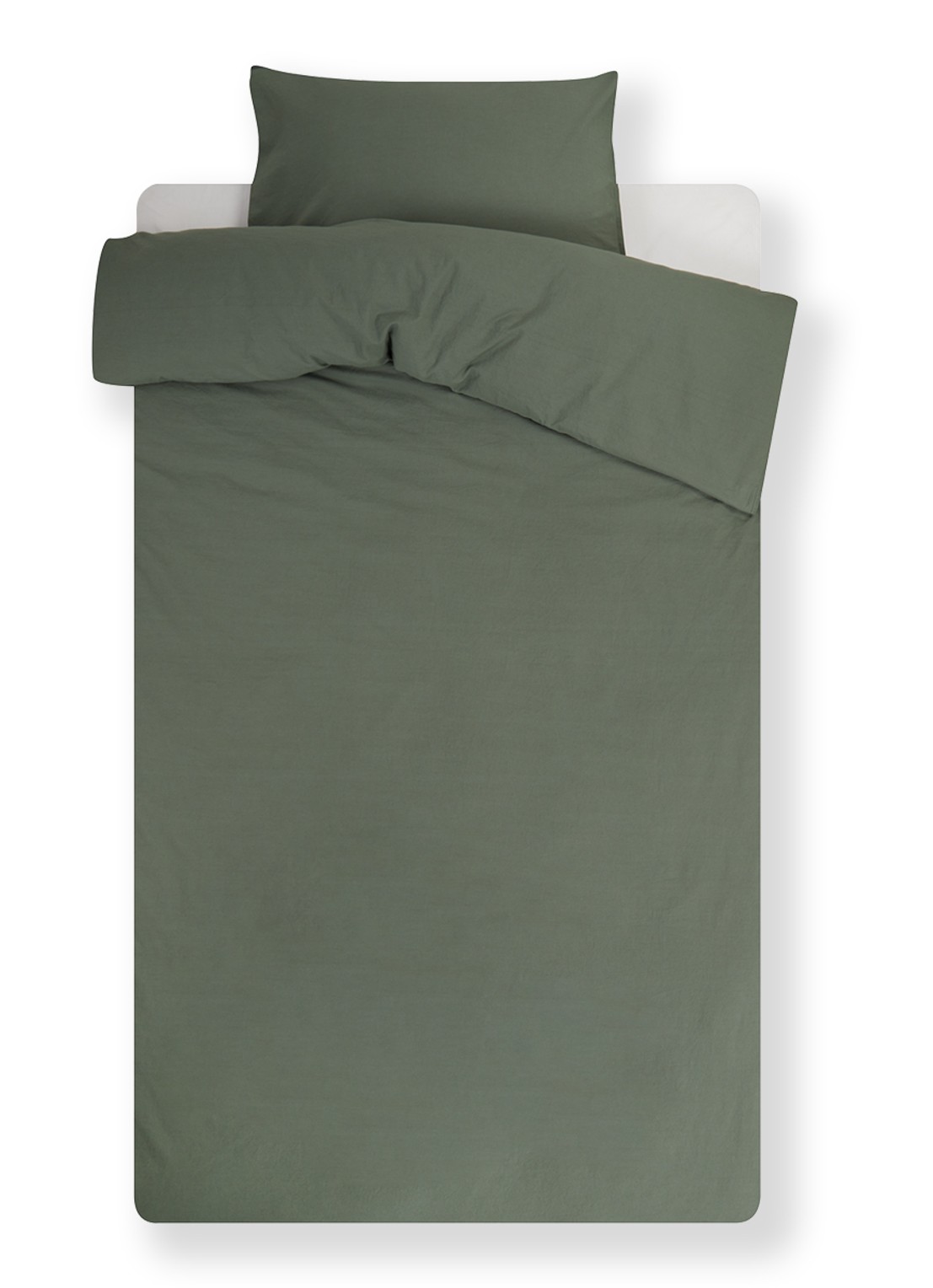 Vandyck Washed Cotton katoenen dekbedovertrekset - inclusief kussenslopen - voorkant donkergroen