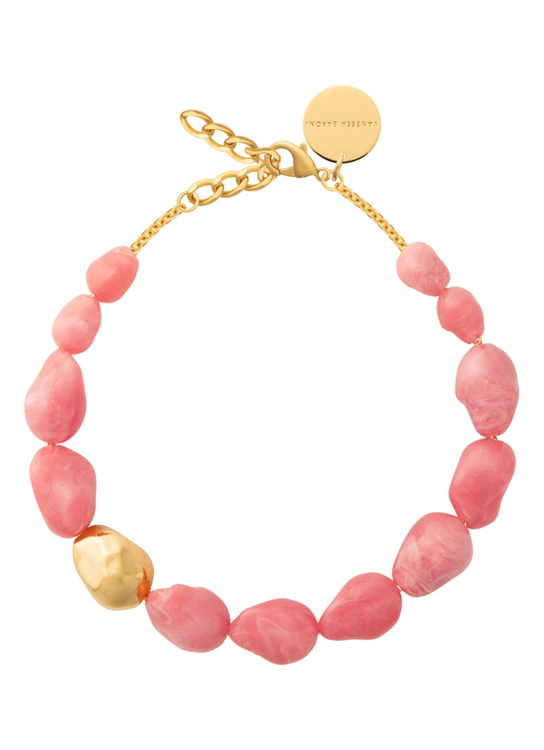 Vanessa Baroni Big Pearl ketting - detail 2 watermelon marble
