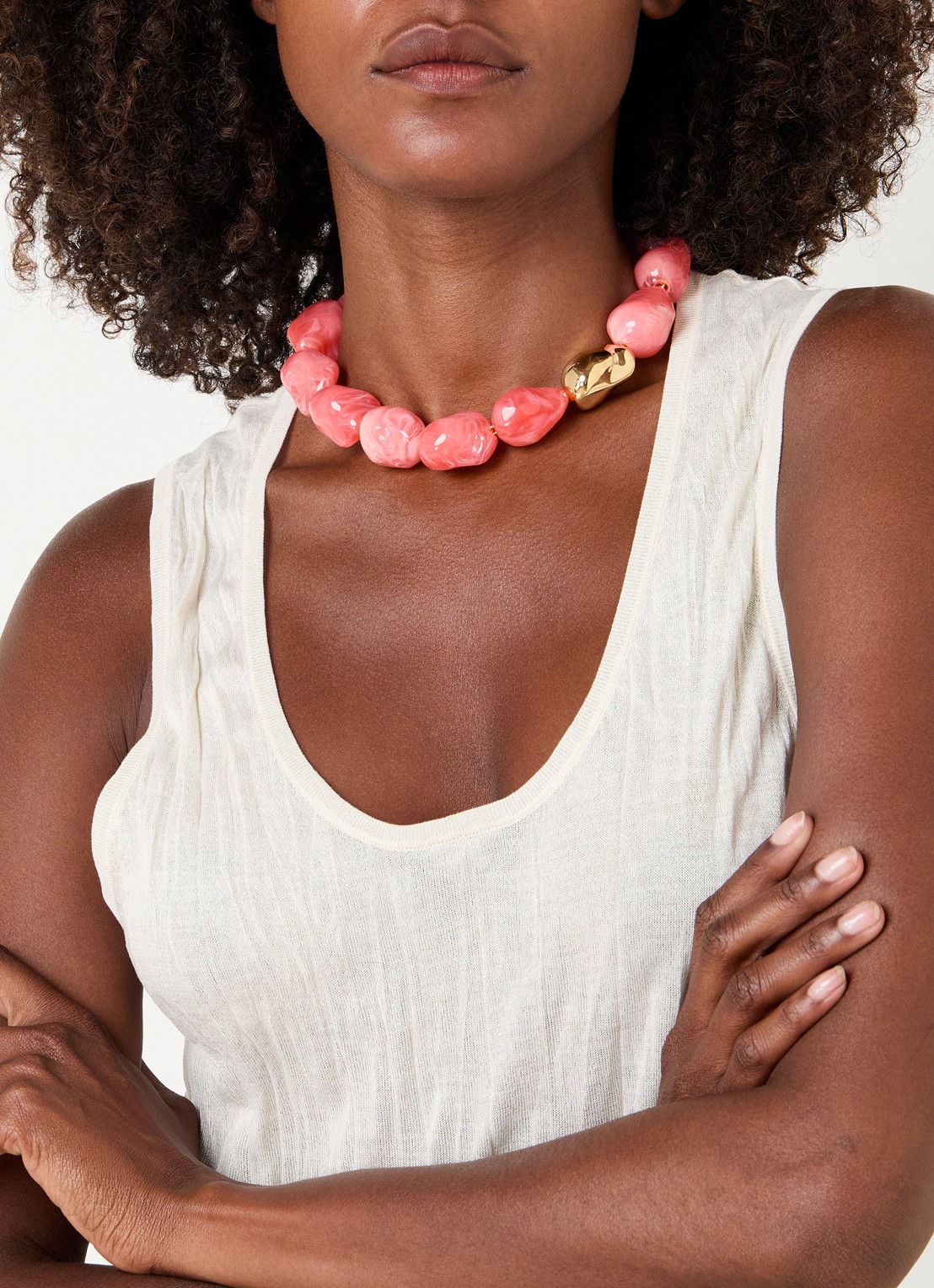 Vanessa Baroni Big Pearl ketting - voorkant 5 watermelon marble