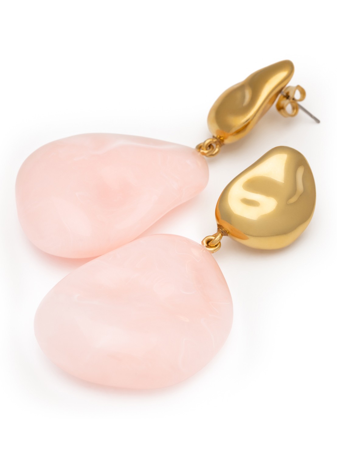 Vanessa Baroni Double Nugget oorstekers met hanger - detail 4 lichtroze