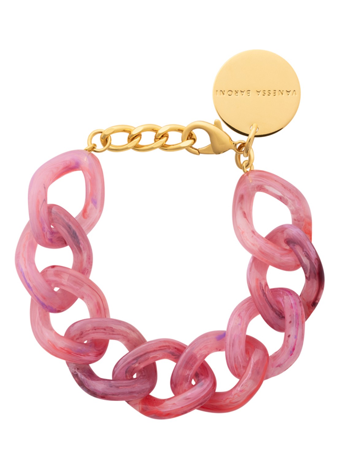 Vanessa Baroni Flat Chain armband - voorkant 2 crystal pink marble