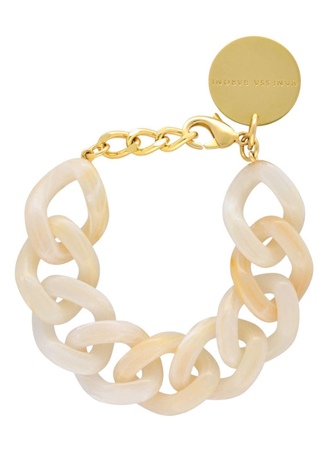 Vanessa Baroni Flat Chain armband - voorkant gebroken wit