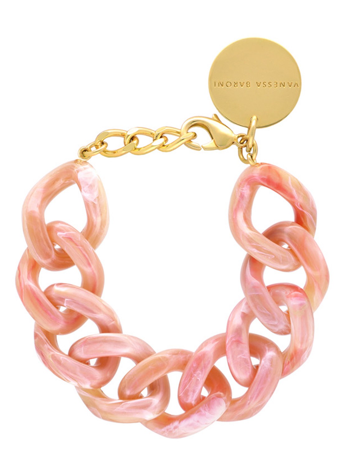 Vanessa Baroni Flat Chain armband - voorkant perzikroze