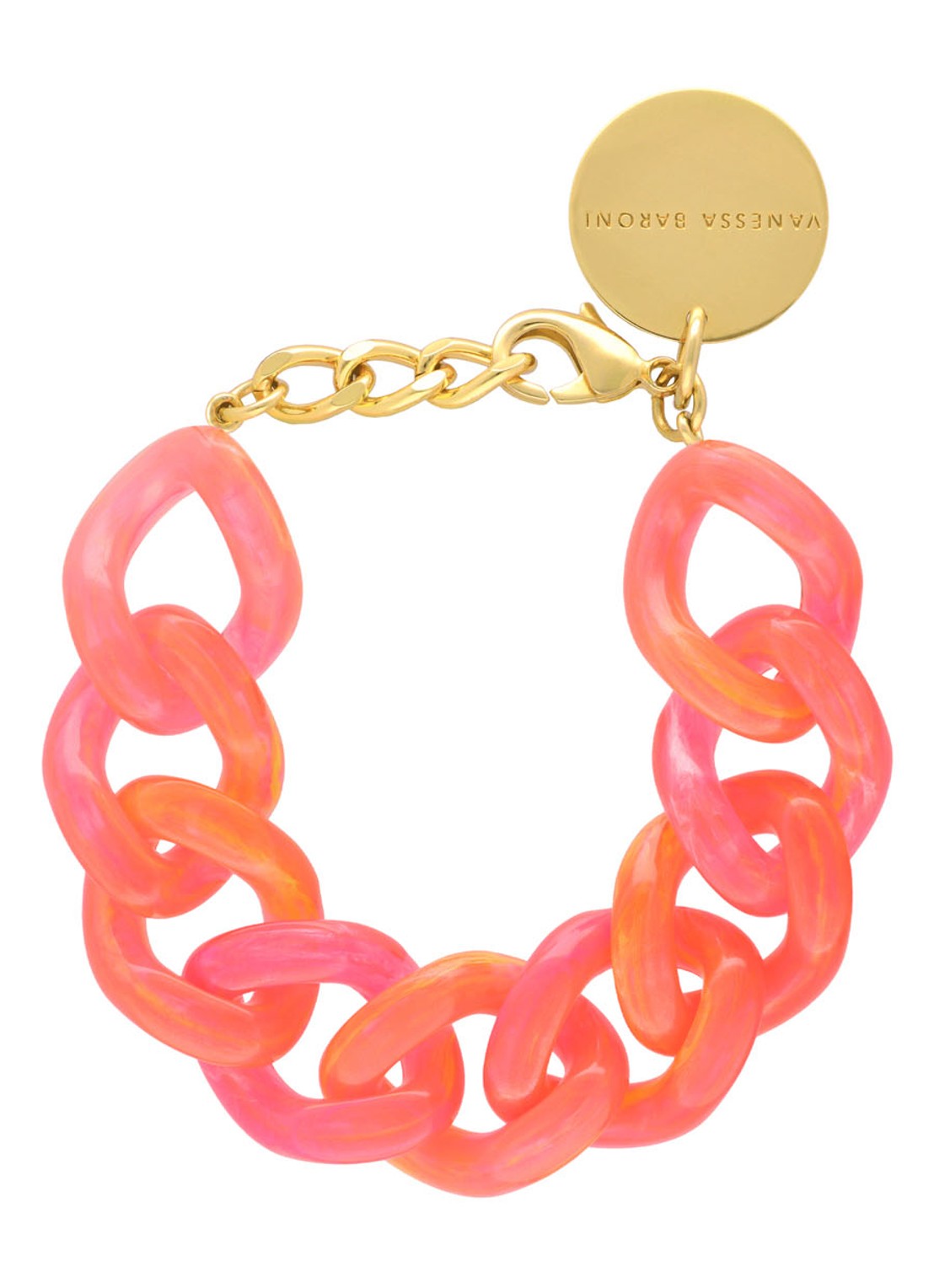 Vanessa Baroni Flat Chain armband - voorkant campari orange