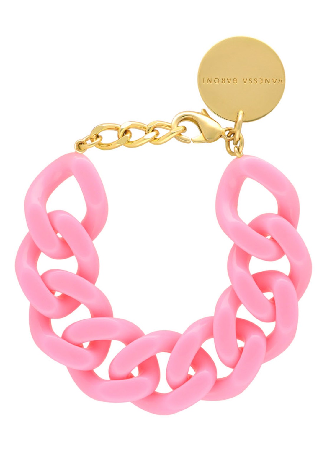 Vanessa Baroni Flat Chain armband - voorkant roze
