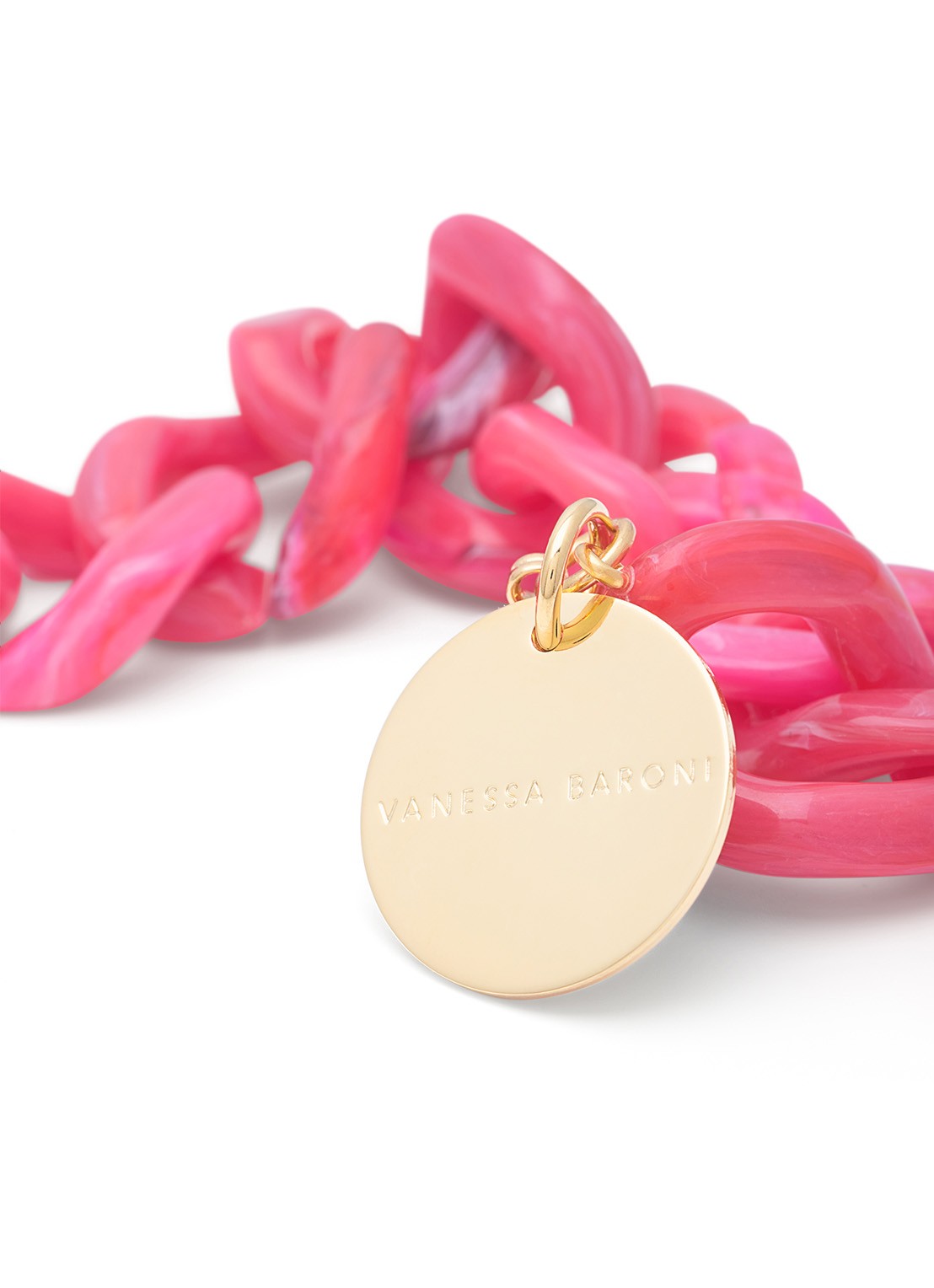 Vanessa Baroni Flat Chain armband - detail 3 raspberry marble