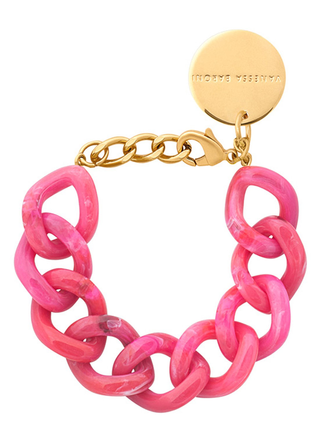 Vanessa Baroni Flat Chain armband - voorkant raspberry marble