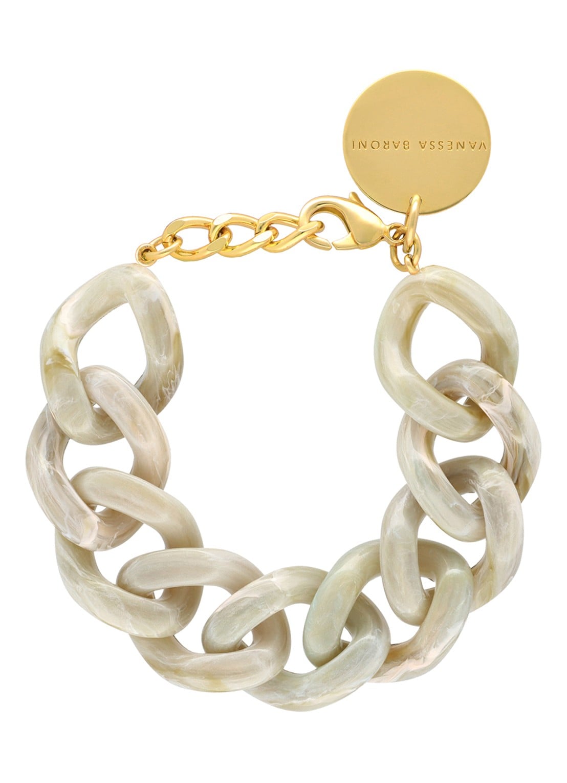 Vanessa Baroni Flat Chain armband - voorkant creme brulee marble