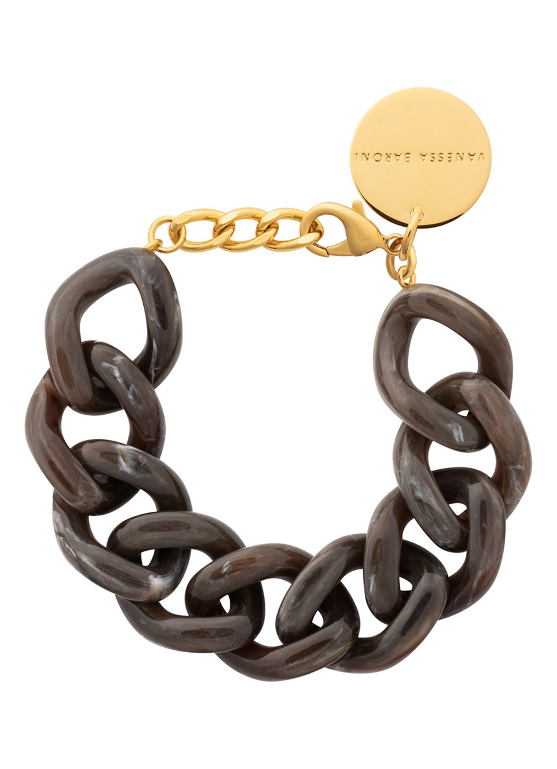 Vanessa Baroni Flat Chain armband - voorkant dark brown marble