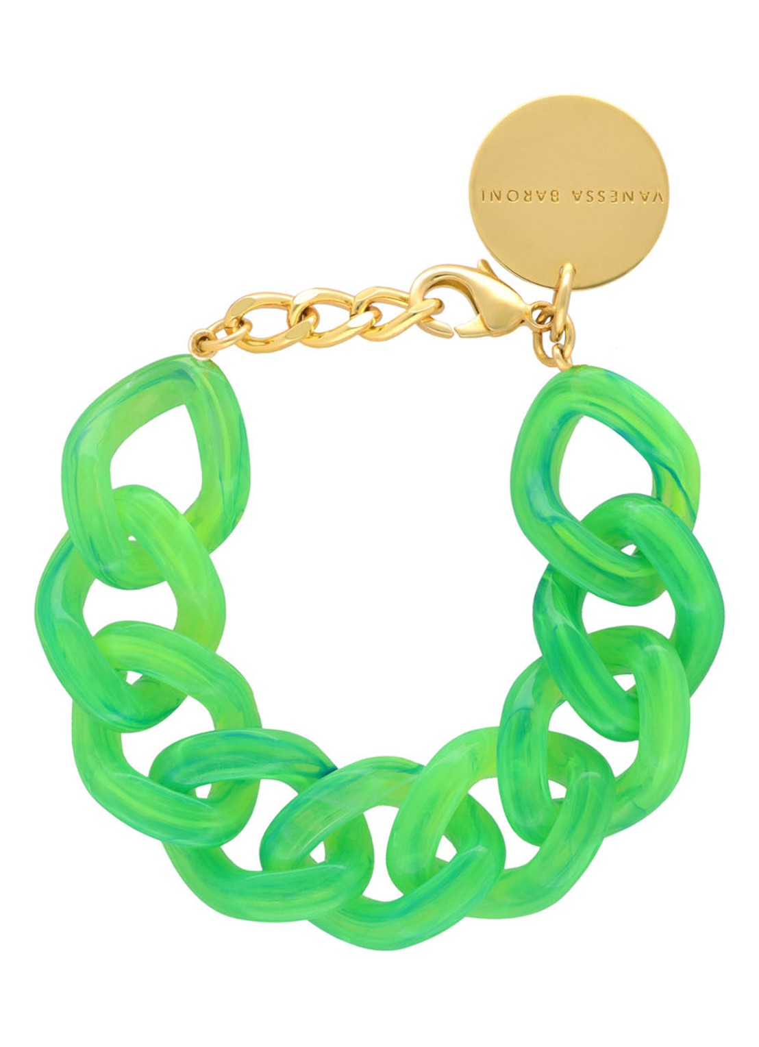 Vanessa Baroni Flat Chain armband - voorkant groen
