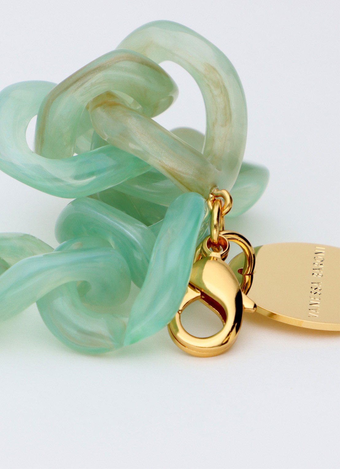 Vanessa Baroni Flat Chain armband - detail 3 jade