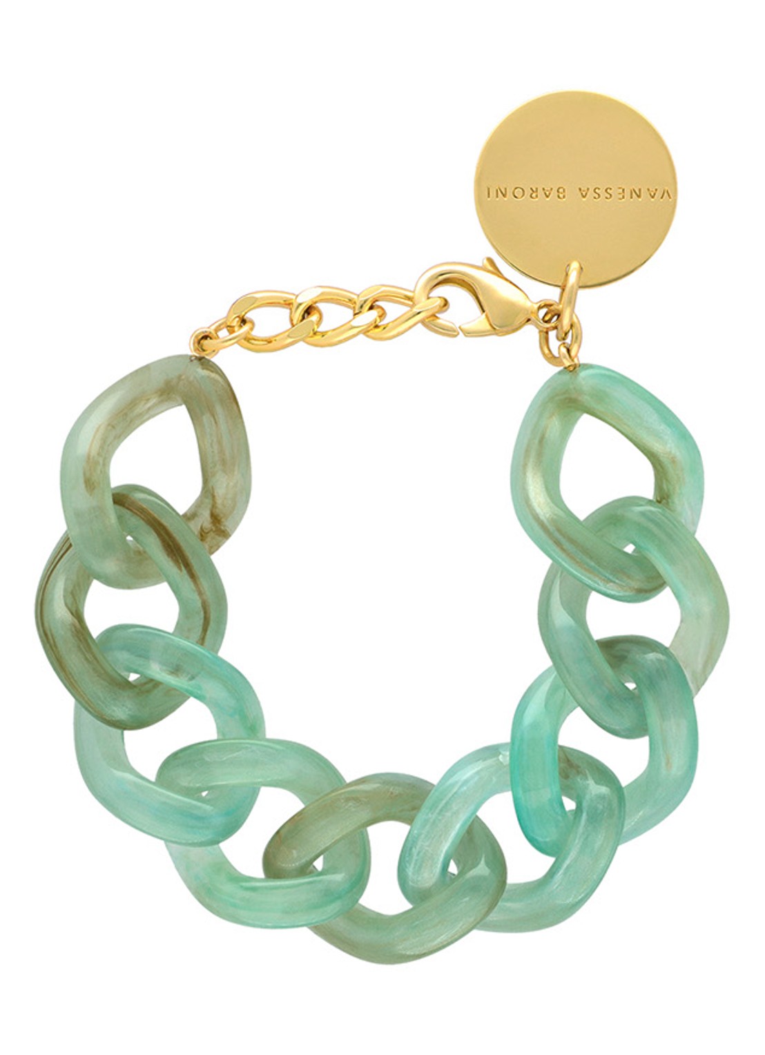 Vanessa Baroni Flat Chain armband - voorkant jade